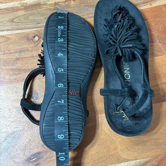 Vionic Black Fringe Sandals - Picture 8 of 9